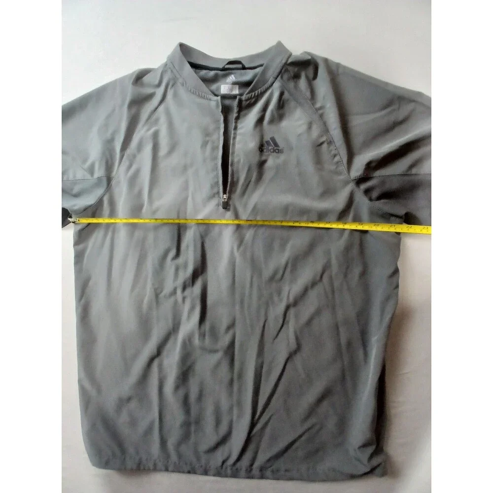 Adidas ClimaLite 1/4 Zip Golf Windbreaker Shirt Mens S Gray Short Sleeve